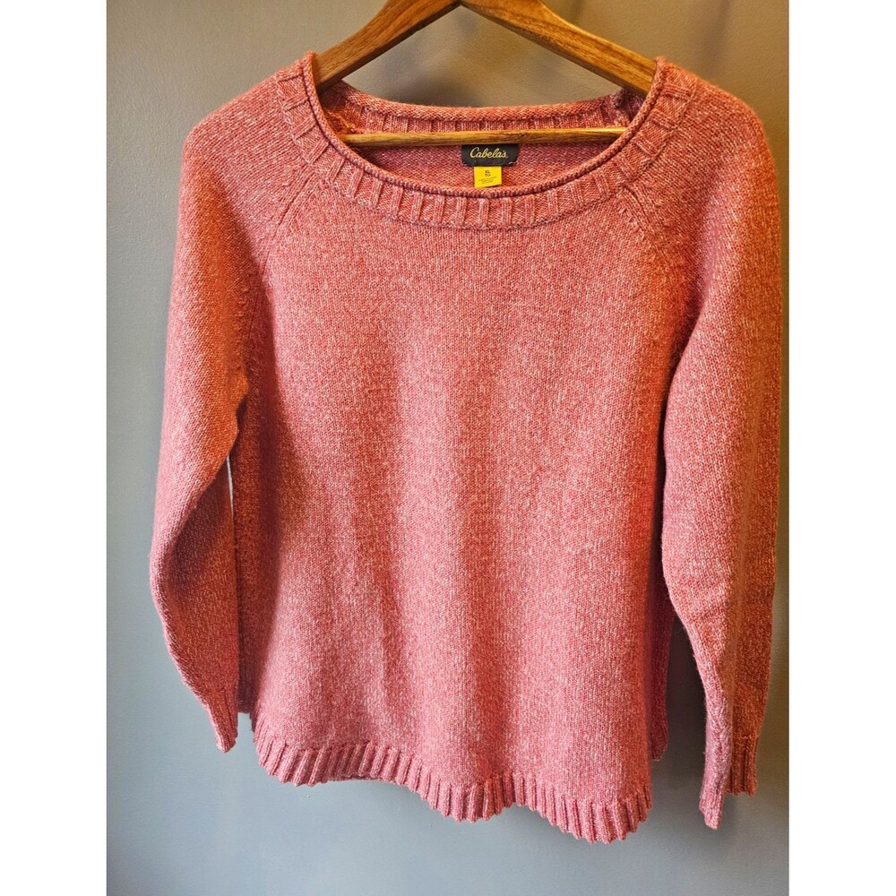 Cabela's Women's XL Pink Knit Crewneck Raglan Ribbed Pullover Sweater Solid